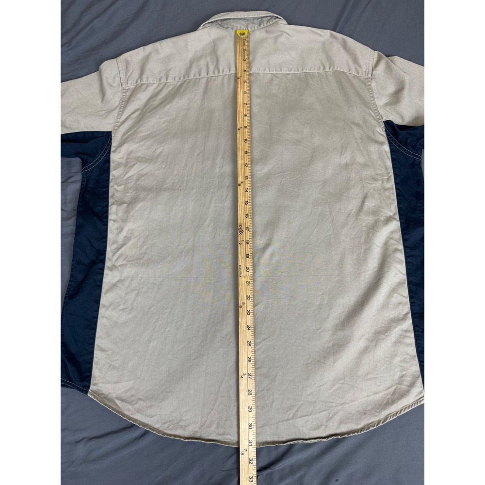Dickies Mens XL Khaki Navy Two Tone Short Sleeve Work Shirt Cotton Button Up - Picture 4 of 15